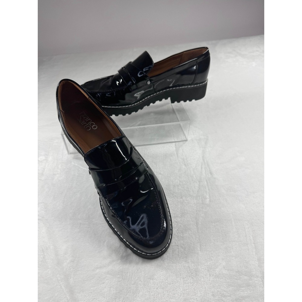 Franco Sarto Cassandra Platform Penny Loafers Women's 10M Black Patent Leather